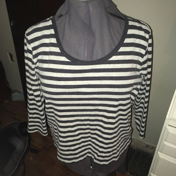 Lands' End Tops - Lands End XL cropped striped shirt